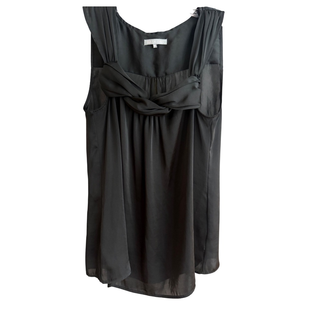 Violet & Claire Sleeveless Blouse Womens Size M Black Polyester Twist Front